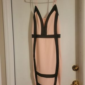 Peach colored bodycon dress